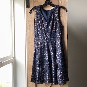 Altar’d State Navy dress with gold floral detail
